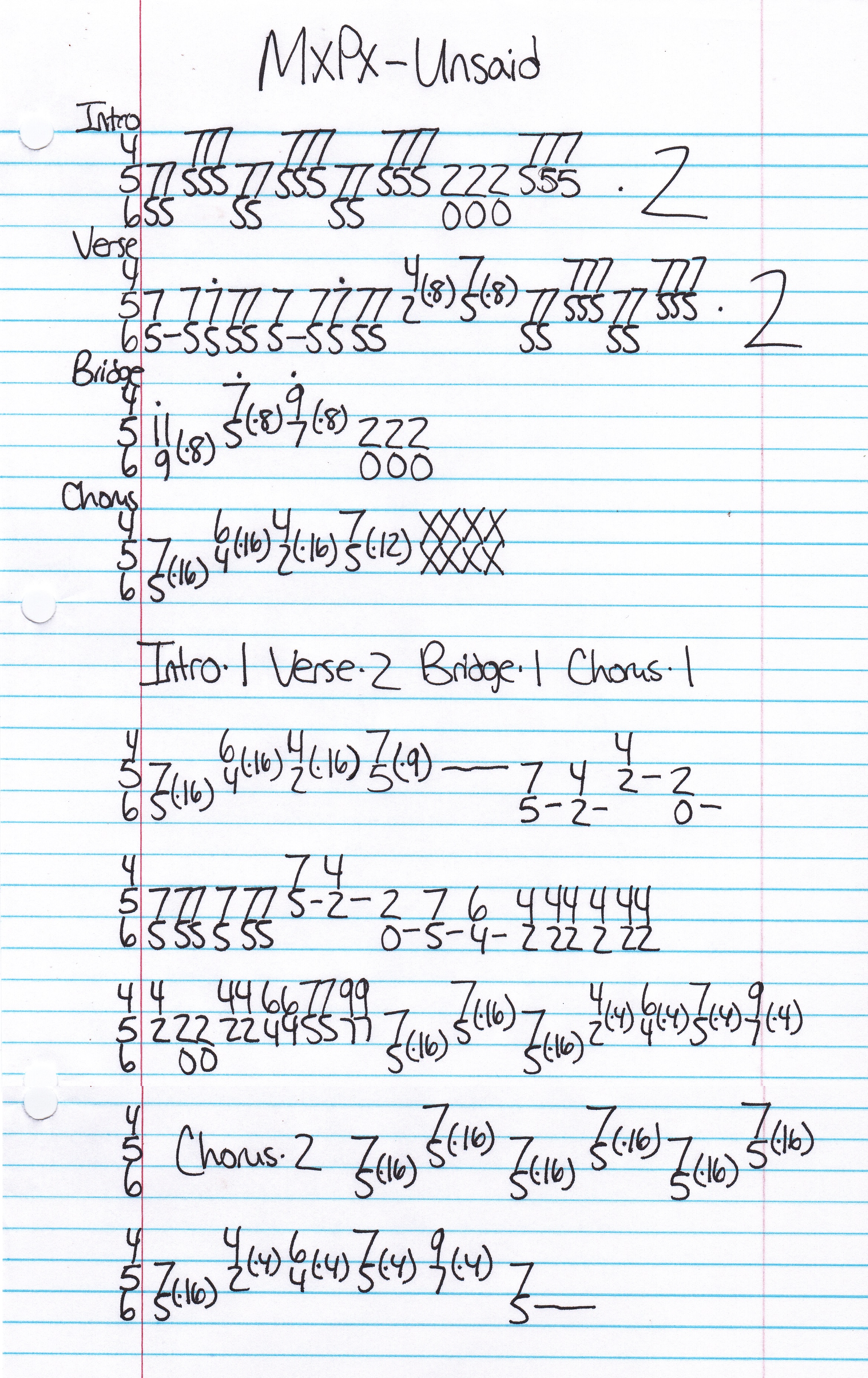 High quality guitar tab for Unsaid by MxPx off of the album The Ever Passing Moment. ***Complete and accurate guitar tab!***